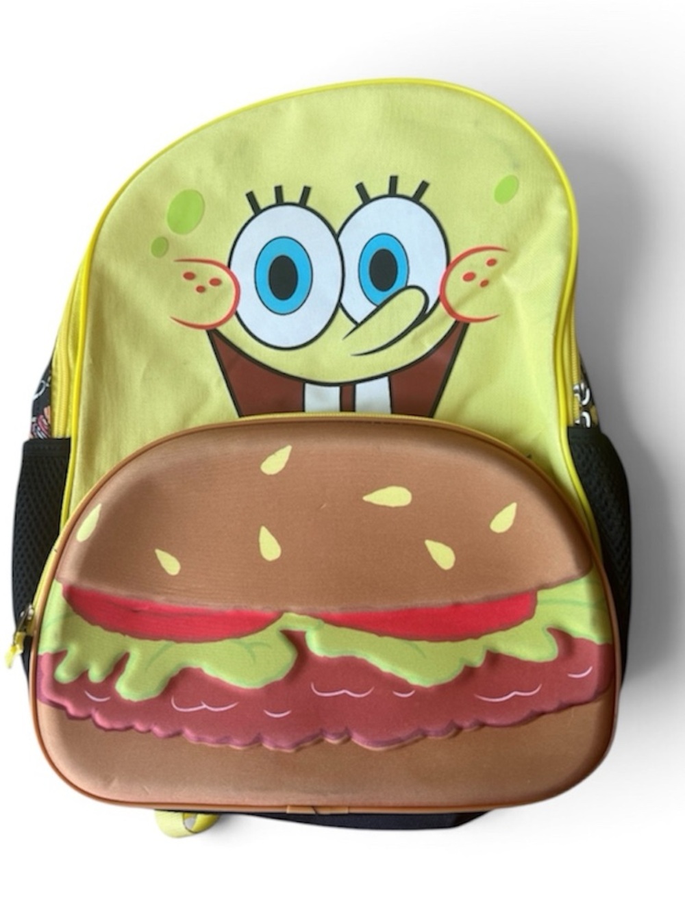 SpongeBob SquarePants Yellow Kids Backpack with krabby patty Front Pocket